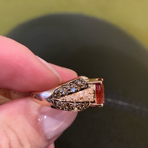 14K Rose Gold - Fire Opal & Diamond Cocktail Ring - Picture 2 of 7